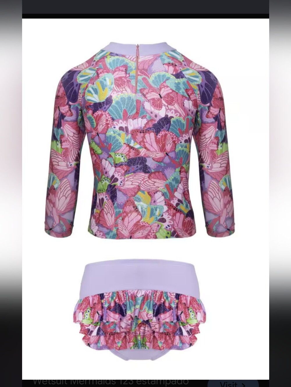 NWT! MERMAID 123 Baby Lavender Butterfly Print Rashguard Swim Set Size 2